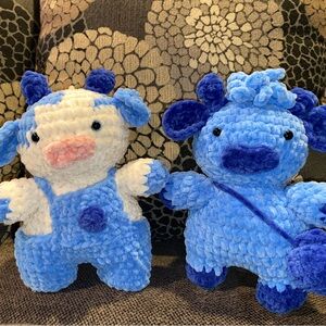 (Sold) Handmade Crochet Blueberry Cow Amigurumi